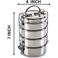 thumbnail image 3 of Stainless Steel Traditional Indian Lunch Box, Food Container,Indian Tiffin, Food storage container,Office Use (4 Tier_Design#-1 Lunch Box), MEDIUM, 3 of 8