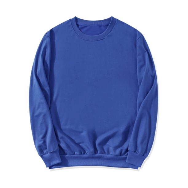 Sudadera de cuello redondo de color sólido de manga larga de ajuste regular básico informal para hombre Azul M