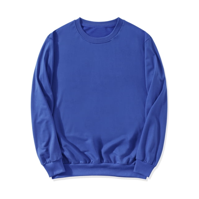 Sudadera de cuello redondo de color sólido de manga larga de ajuste regular básico informal para hombre Azul M