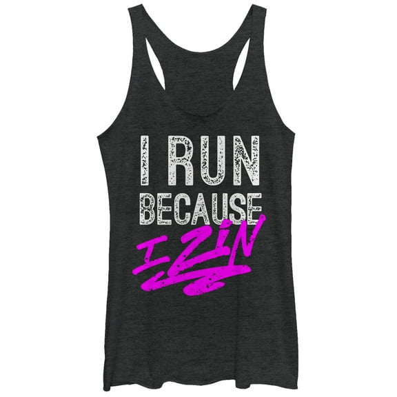 Women's CHIN UP Run I Zin  Racerback Tank Top Black Heather 2X Large