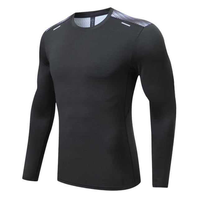 ylioge T-Shirts de Compression pour Hommes Manches Longues T-Shirts de Gym Garçons Décontractés à Blocs de Couleur Chandail Col Rond Extensible Ajusté Athlétique