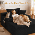 thumbnail image 5 of 67" Corduroy Boneless Chaise Sofa Couch for Living Room, Wide Armrest Lounge Chair, Indoor Oversized Sleeper Sofa Bed, No Assembly Required, Black, 5 of 9