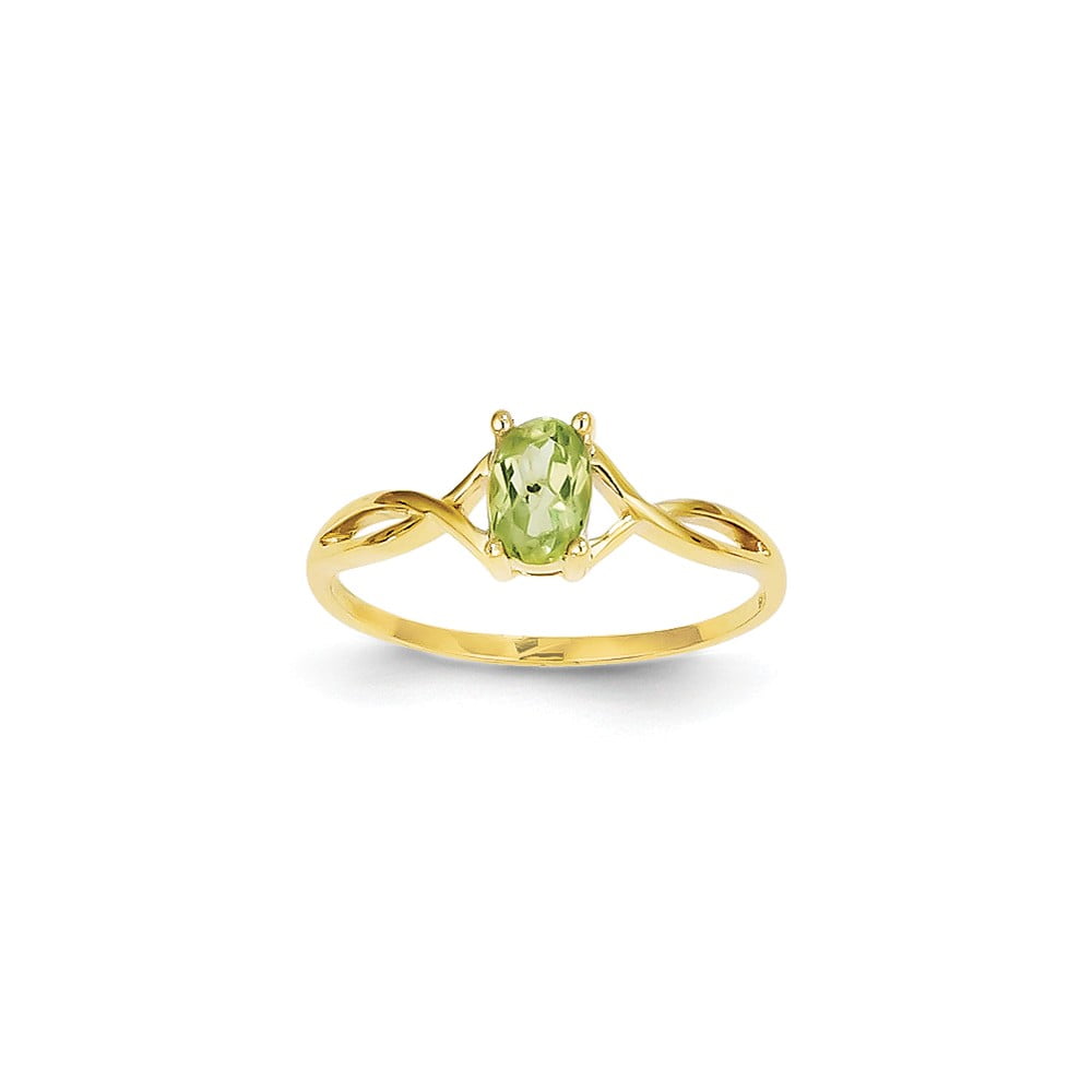 14K Yellow Gold Peridot Birth Month Ring Size-7 by