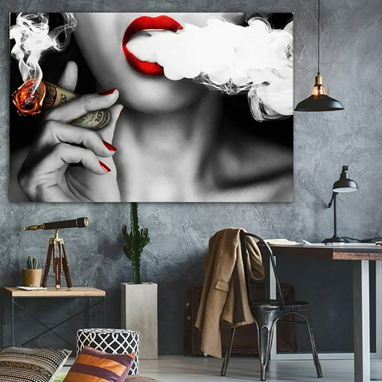 Sexy African Woman Lips Canvas Art Posters And Prints Money