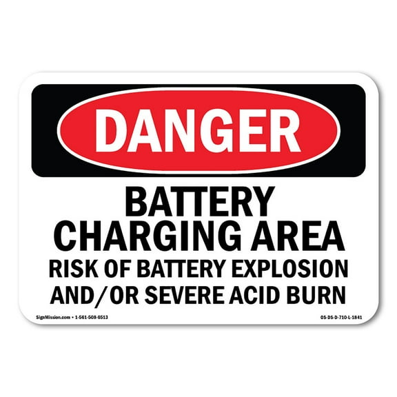 OSHA Danger Sign - Battery Charging Area Risks | Decal | Protect Your Business, Construction Site, Warehouse & Shop Area |  Made in The USA