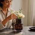 thumbnail image 4 of YAMB Tortoiseshell Print Glass Vase, 6.3" Modern Hand-Blown Decorative Table Centerpiece Vase, Thick Glass Amber Floral Container for Living Room Home Decor, 4 of 6