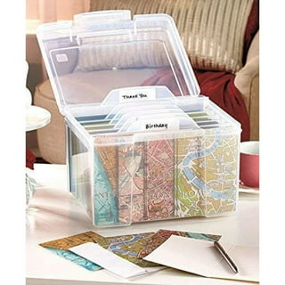 Lukeline Greeting Card Organizer and Storage Box with 15 Adjustable Dividers,  St