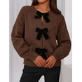 thumbnail image 4 of PRETTYGARDEN Cardigan Sweaters for Women Fall Bow Tie Front Long Sleeve Knit Sweater Tops Cute Going Out Outfits, 4 of 9