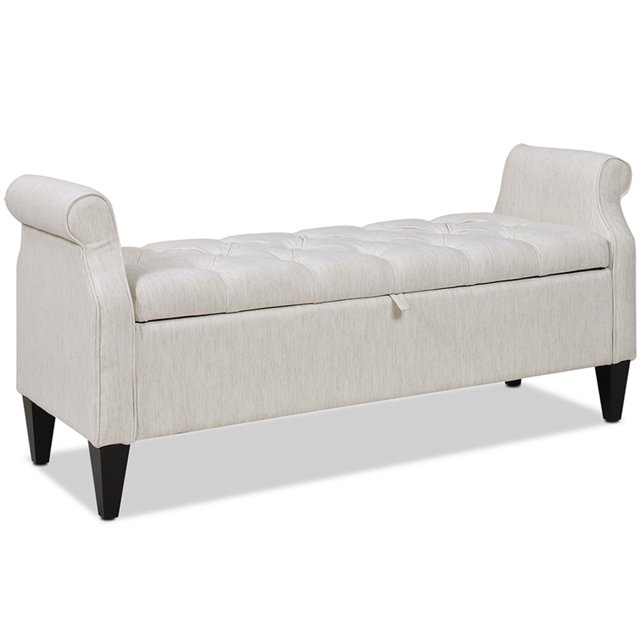 Jennifer Taylor Home Jacqueline Flip Top Roll Bras de Rangement Banc Blanc Naturel