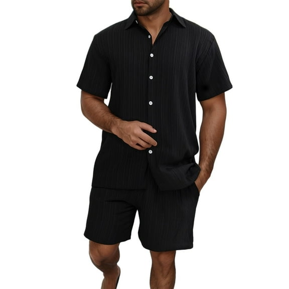 NAFUU Men's Hawaiian Matching Set Mens Summer Leisure Sports Comfortable Breathable Sweat Absorbing Short Sleeved Shorts Two Piece Set Casual Daily Outfits