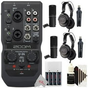 Zoom U-24 Portable 2x4 USB Handy Audio / MIDI Interface with Two Podcast Mic Pack