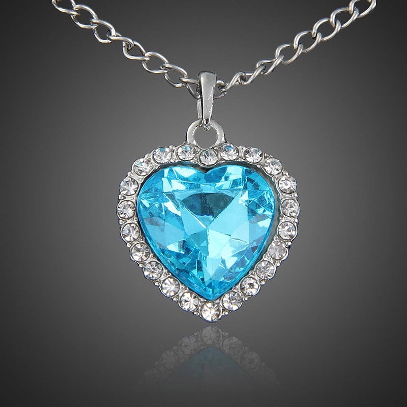 blue zircon heart necklace