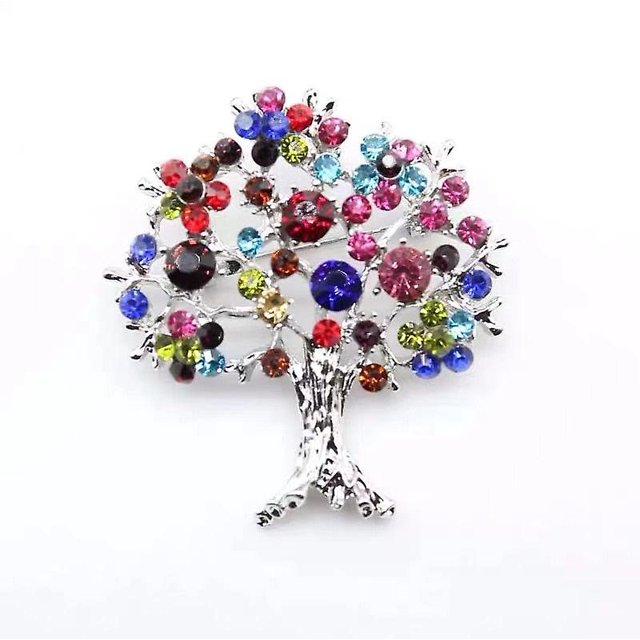Broches de árbol de diamantes de imitación multicolores mujeres hombres árbol de navidad fiesta oficina broche casual alfileres regalos