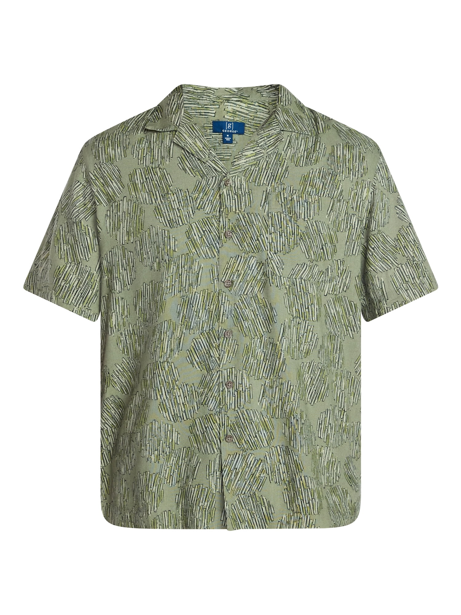 George Men's Relaxed Fit Linen Blend Camp Shirt with Short Sleeves, Sizes S-5XL, LT-3XLT