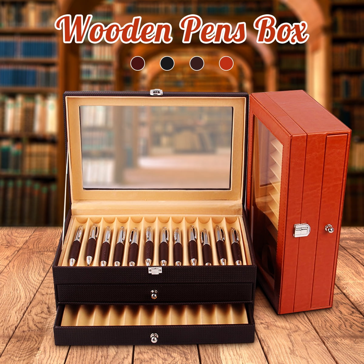 2 Layer Fountain Pen Display Case Holder Storage Collector Organizer Box 24 Slot