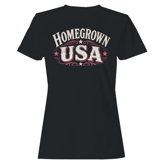 Smartprints Homegrown Usa Women's T-Shirt Black, Cotton, S