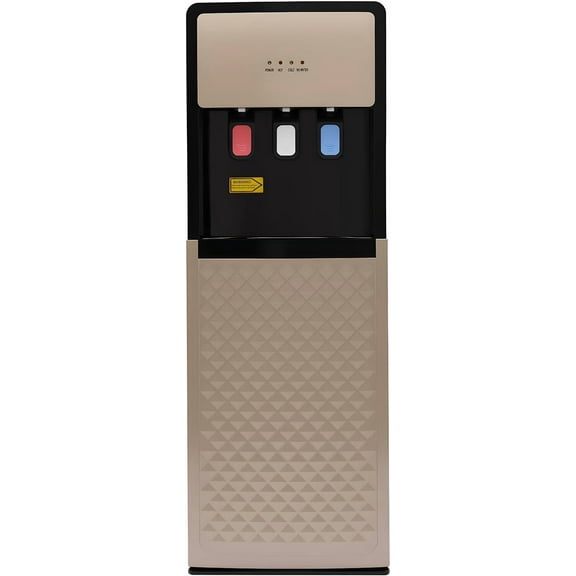 Bottom Loading Water Cooler Dispenser for 5 Gallon Bottle, Hot Water Dispenser with 3 Temperatures Settings - Hot, Cold and Room Spouts, Champaign Gold