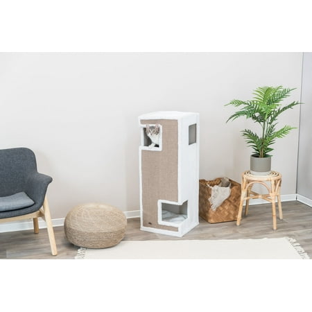 UPC: 4011905449869 | TRIXIE Gerardo Plush & Sisal 3-Story 39.4 Cat Condo Tower with Removable Cushions Brown-White