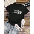 thumbnail image 1 of Women's 1987 printed T-shirt, 100 cotton, summer, breathable, casual, 1 of 6