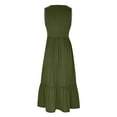 thumbnail image 4 of Prolriy Robes Printemps Été pour Femmes 2025 Robes d'Été Décontractées Sans Manches Col Rond Robe Évasée Décontractée Maxi Robe de Plage avec Poches Robes d'Été pour Femmes, Robes pour Femmes Vert Armée L, 4 of 4