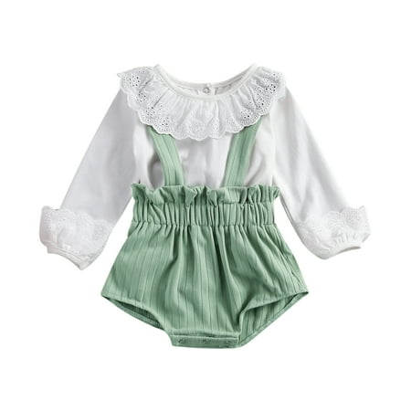 

One opening Baby Long Sleeve + Shorts with Suspenders Elastic Waist Clothing