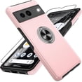 thumbnail image 1 of KOMI Pixel 7 Case, Google Pixel 7 Case with HD Screen Protector, Shockproof Google Pixel 7 Phone Case with 360° Magnetic Ring Holder Kickstand Phone Case for Google Pixel 7 Pink, 1 of 5