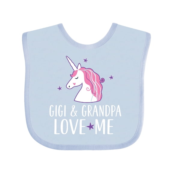 Inktastic Gigi and Grandpa Love Me Unicorn Grandchild Girls Baby Bib