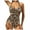 Khaki, variant on Sexy Front Cross Cutout One-piece Swimsuits for Women Tummy Control Bathing Suit Swimwear High Waisted Tankini Monokini Beachwear