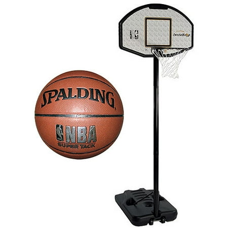 Spalding NBA Eco-Composite 44" Portable Basketball System with NBA Super Tack Basketball Bundle