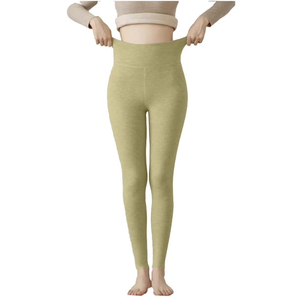 Pincandy Women's Winter Solid Color High Waist Thermal Pants, German Velvet Lined, Elastic Waistband, Cold Weather & Daily Use
