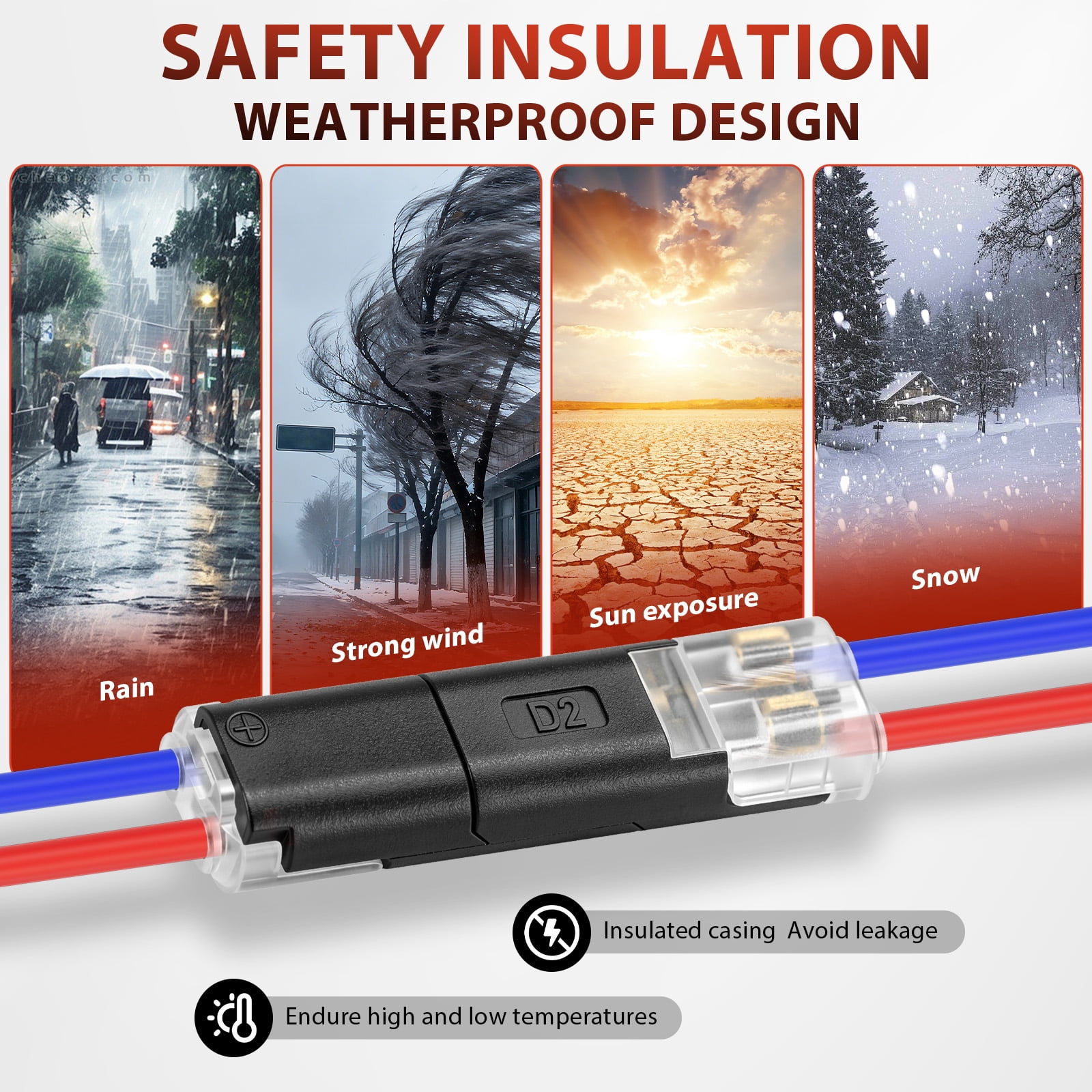 200 Pack Wire Connector for Low Voltage Wiring No Soldering Quick Wire Connector for Landscape Lighting LED Light Strip and Home Circuit Repair