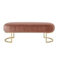 thumbnail image 4 of Nicole Miller Ridge Velvet Bench Upholstered Side Channel Tufted Matte Finish Metal Base, Blush/Gold, 4 of 10