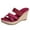 Red, variant on Rokment Womens Wedges High Heels Dress Slides Sandals Ladies Stylish Simple Denim Cross-Band Platform Chunky Heeled Slip on Summer Casual Height Increasing Dressy Slippers Beige Size 6.5