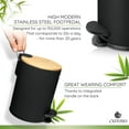 thumbnail image 2 of Exitoso® Bathroom Trash Can with Lid - Quiet Soft Close, Bamboo Lid, 0.8 gal (Black), 2 of 6