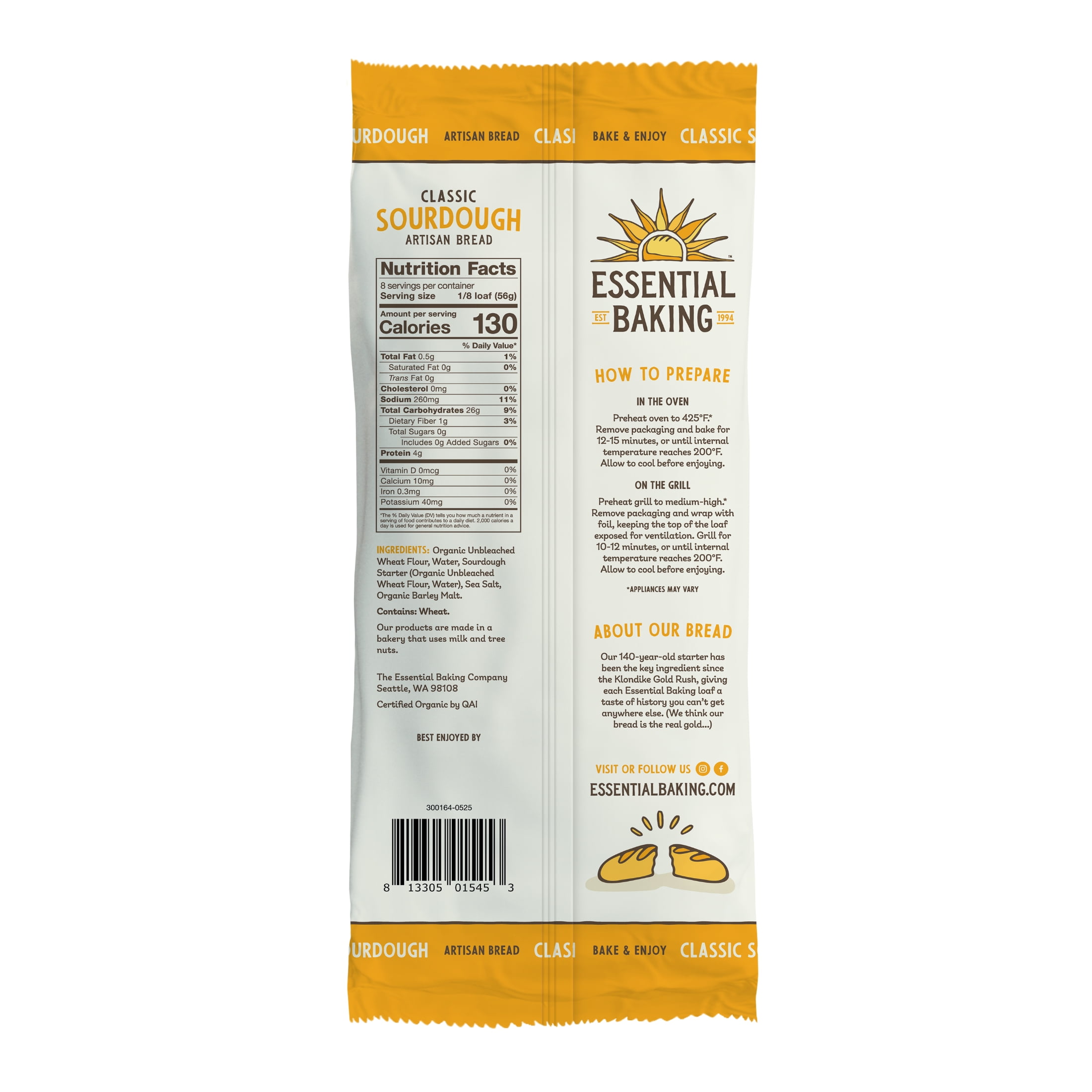 Essential Bake at Home Sourdough Bread, Certified Organic, Non-GMO, Shelf-Stable, 16 oz, 4 Pack