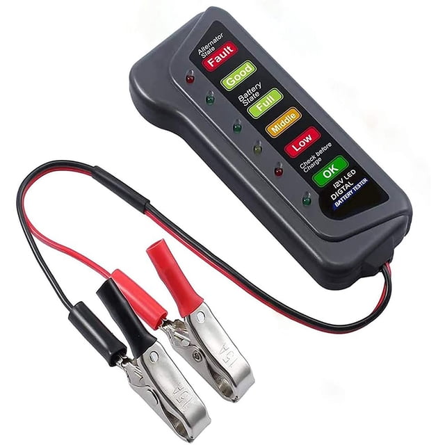Probador de batería digital de coche de 12 V, alternador, analizador de batería con indicador LED para coche, motocicleta y camión.