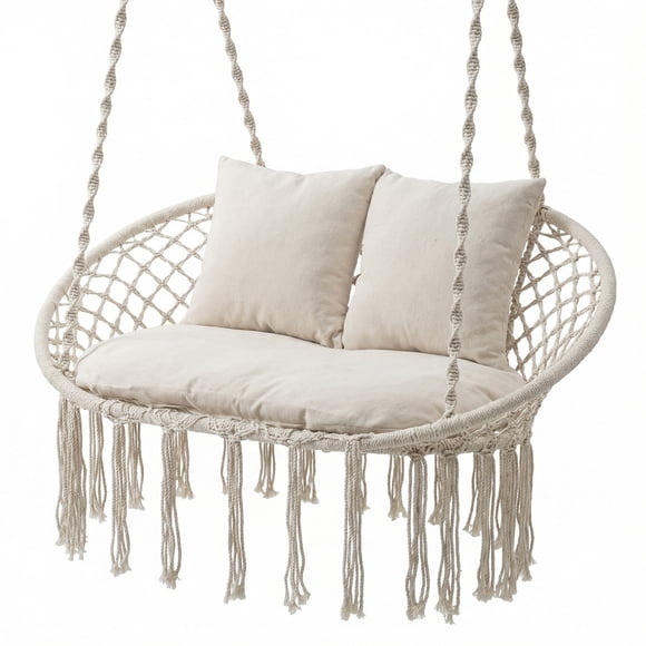 Costway Double Swing Chair with Cushions,Hanging Hammock Chair for Indoor & Outdoor Use