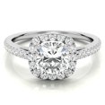 thumbnail image 2 of Solitaire Brilliance 1Ct Cushion Moissanite Engagement Halo Pave Ring 18K White Gold Plated, 2 of 7