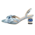 thumbnail image 2 of XYD Women Pointy Toe Slingback Pumps Satin Bowknot Chunky Low Heel Sandals Crystals Dress Wedding Shoes Size 15.5 Sky Blue, 2 of 4