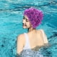 thumbnail image 2 of Gorro de baño con diseño de flores 3D para mujer, cómodo y a la moda. Violeta, 2 of 9