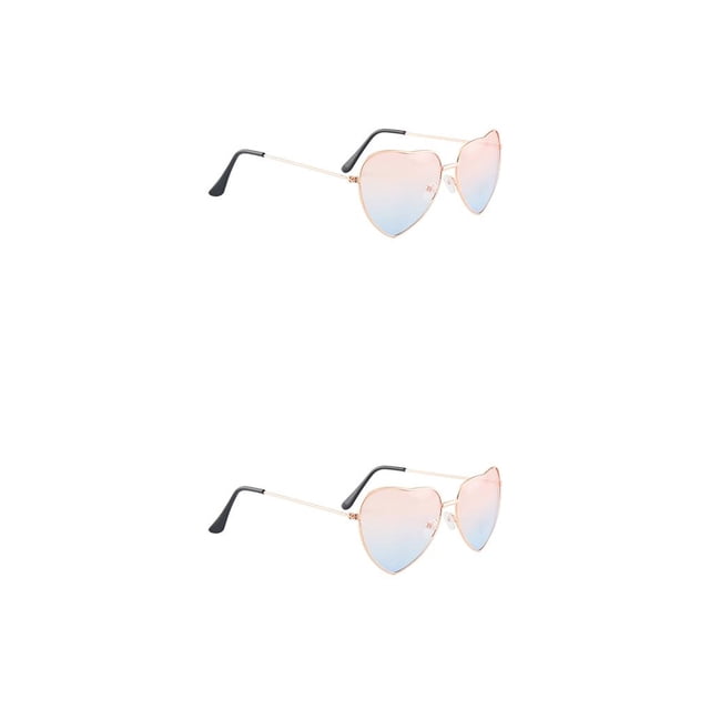 Qarigey Gafas de sol con forma de corazón únicas portátiles, accesorios para festivales, regalo creativo, accesorios para mujeres para viajar, playa, Rojo azul 2piezas Qarigey CBP347142