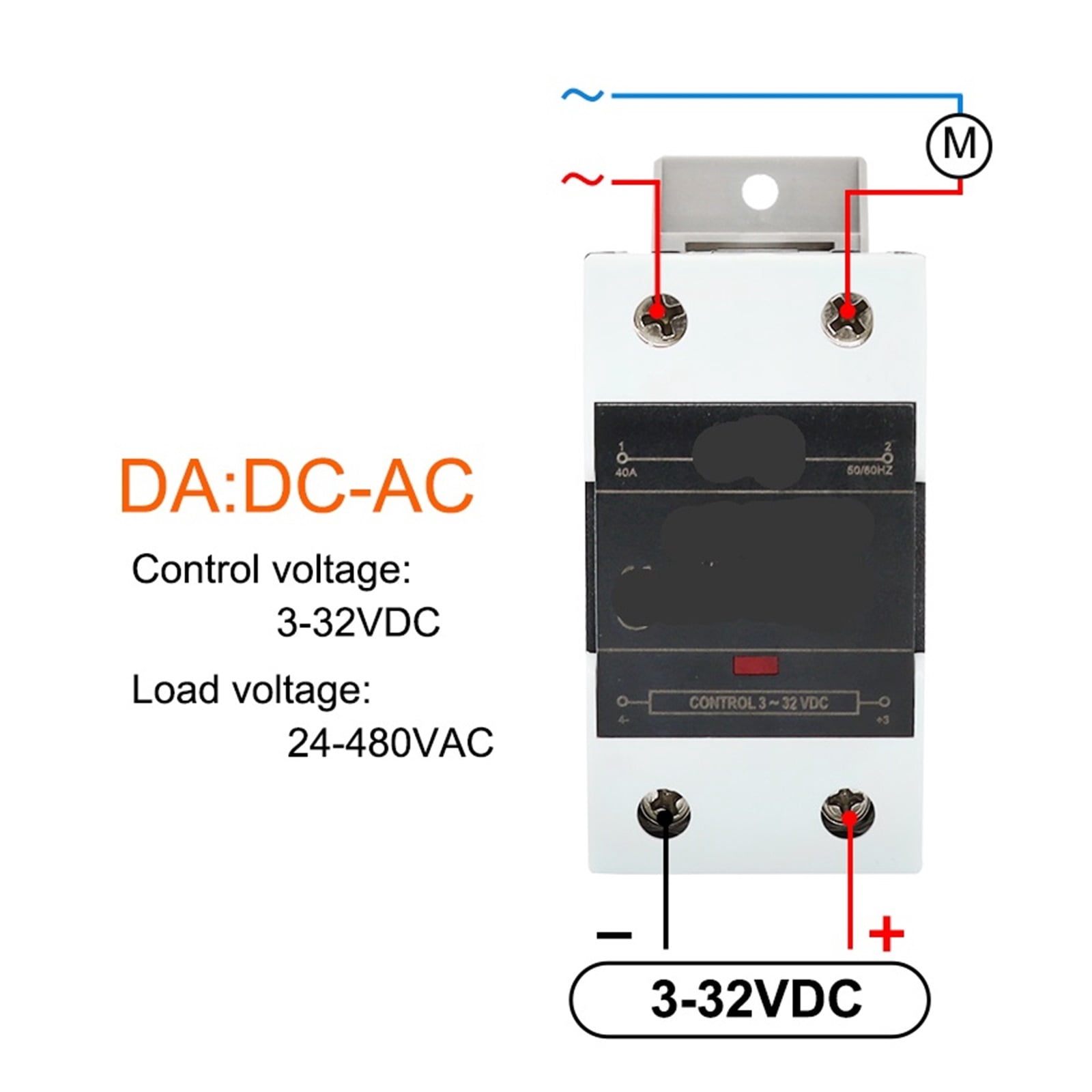 EJYWPSWD Solid State Relay with Aluminum Heat Sink Da Aa Dd 3-32vdc 10a 25a 40a 60a 80a 100a 120a Single Phase Control Ssr Din Rail