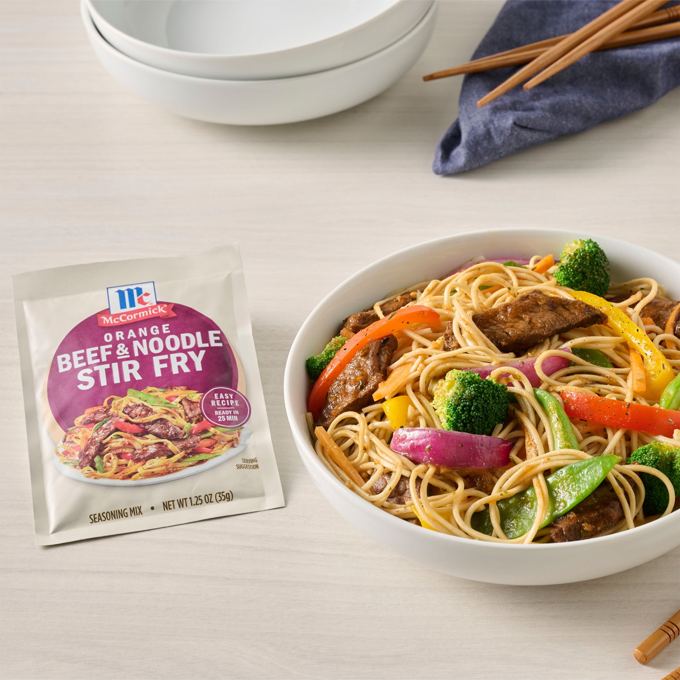 (12 pack) McCormick Orange Beef & Noodle Stir Fry Seasoning Mix, 1.25 oz Packet