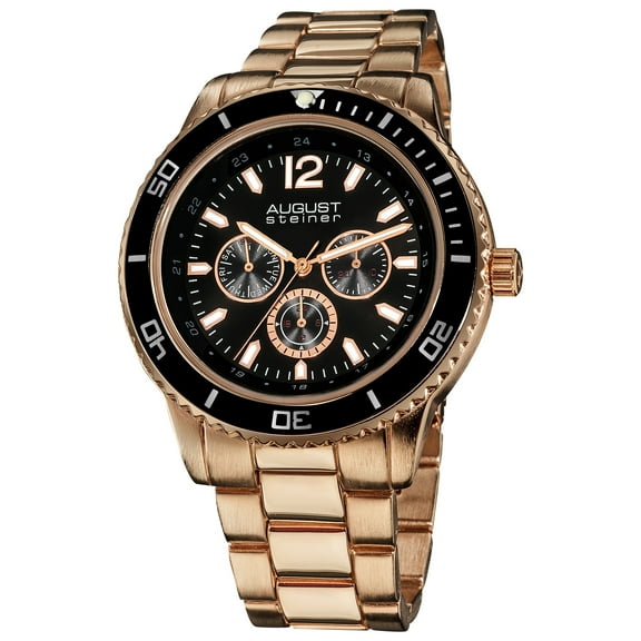 Men's Goldtone Quartz Multifunction Divers Rose-Tone Bracelet Watch