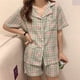 thumbnail image 1 of Pijama de verano de manga corta para mujer, suelto y lindo para niña, el cárdigan Love se puede usar al aire libre, conjunto de dos piezas de verano, 1 of 6