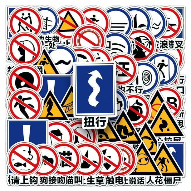 Stickers Road Sign, 50 unidades, calcomanías de vinilo impermeables para equipaje