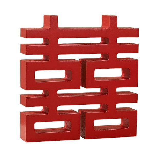 Decoración de madera para pared, diseño chino tradicional, rojo y feliz, creativa y DIY. Cuadrado