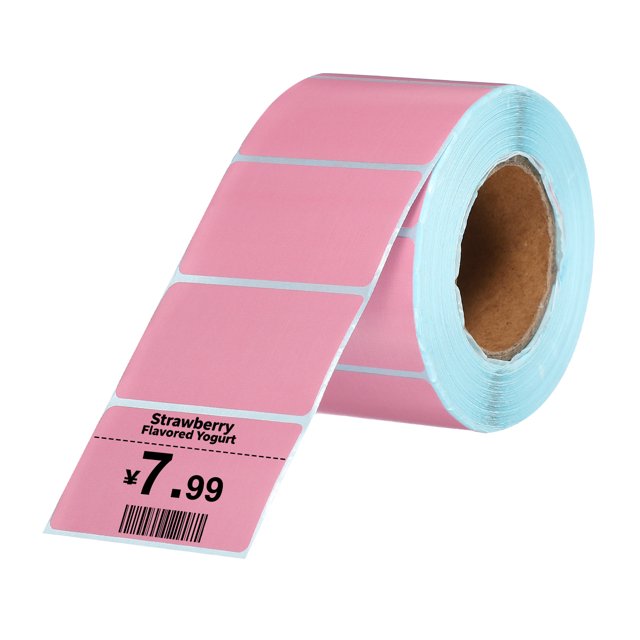 Uxcell 800Pcs Thermal Labels 1.18x2" Thermal Printer Labels Stickers Self Adhesive Tags Rectangle Paper Roll Small for Printer Shipping Label Mailing UPS Barcode Address Pink
