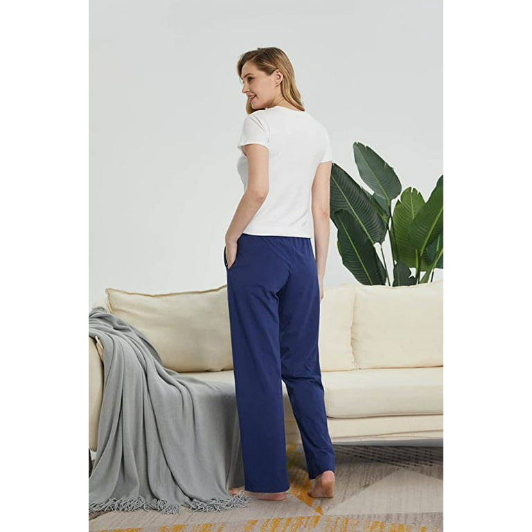 WORW Womens Pajama Lounge Pants, Solid Cotton Bottoms with Pockets - Walmart.com