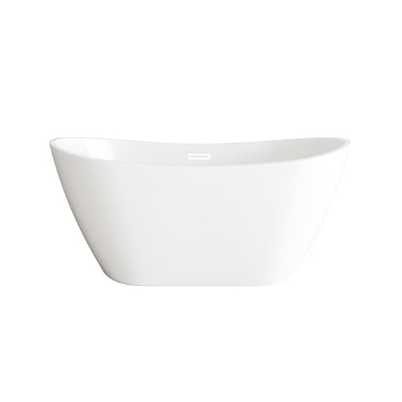 Elegant Kitchen & Bath BT10354GW-WHT 59 in. Soaking Bathtub, Glossy White with Polished White Trim